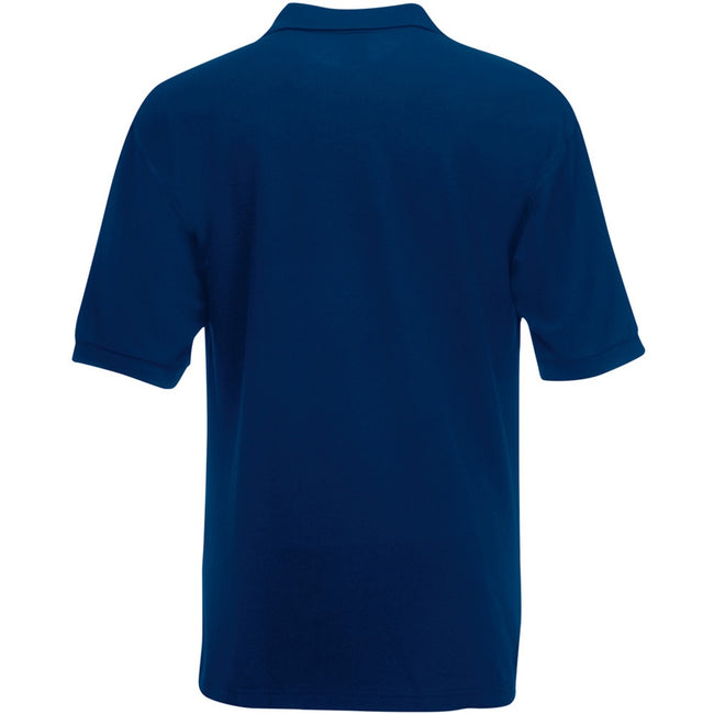Navy - Back - Fruit Of The Loom Mens 65-35 Heavyweight Pique Short Sleeve Polo Shirt