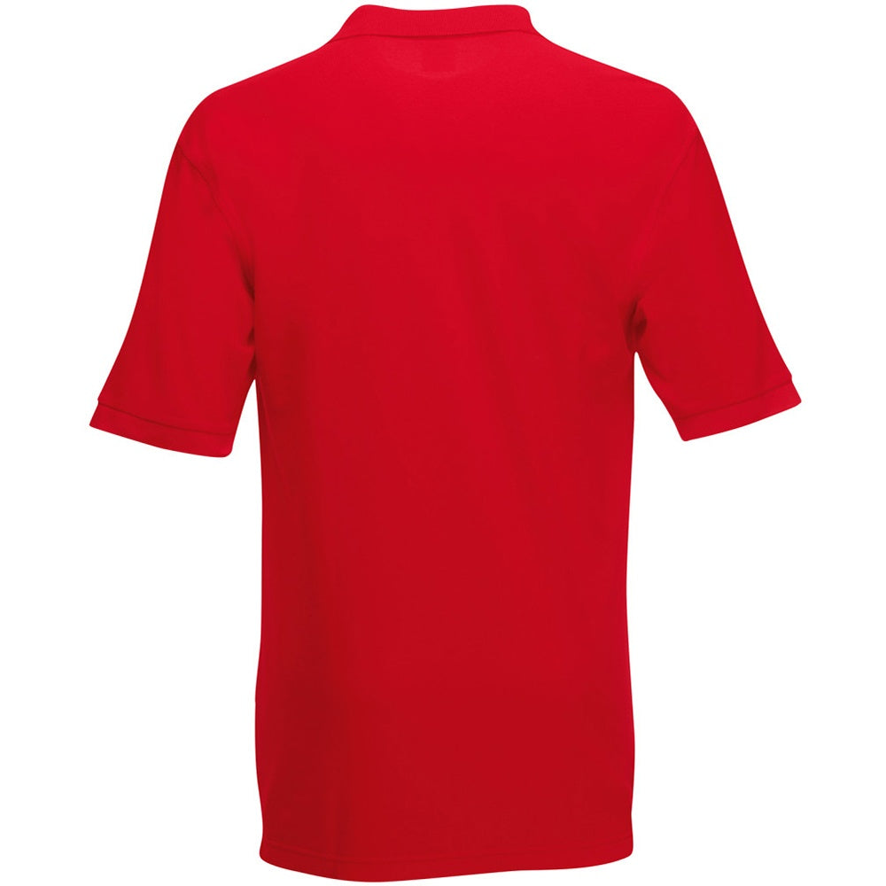 Red - Back - Fruit Of The Loom Mens 65-35 Heavyweight Pique Short Sleeve Polo Shirt
