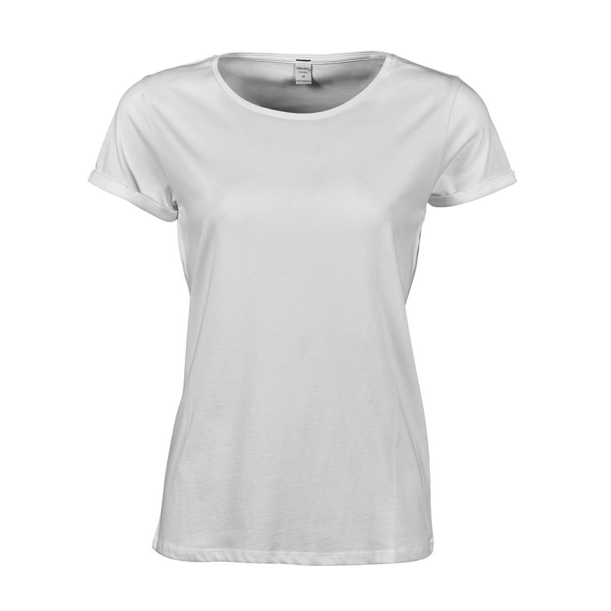 White - Front - Tee Jays Womens-Ladies Roll Sleeve Cotton T-Shirt