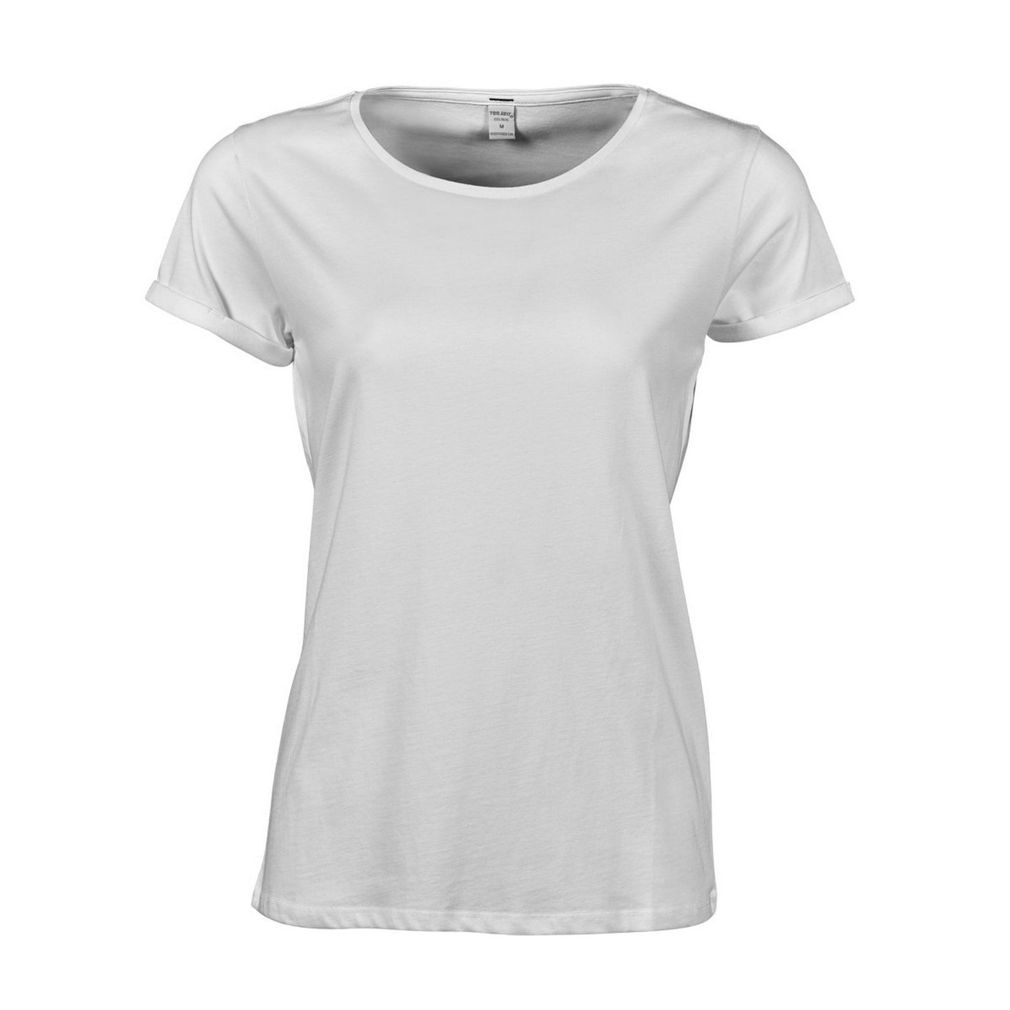 White - Front - Tee Jays Womens-Ladies Roll Sleeve Cotton T-Shirt