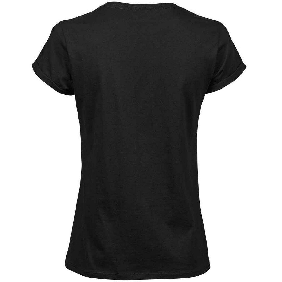 Black - Back - Tee Jays Womens-Ladies Roll Sleeve Cotton T-Shirt