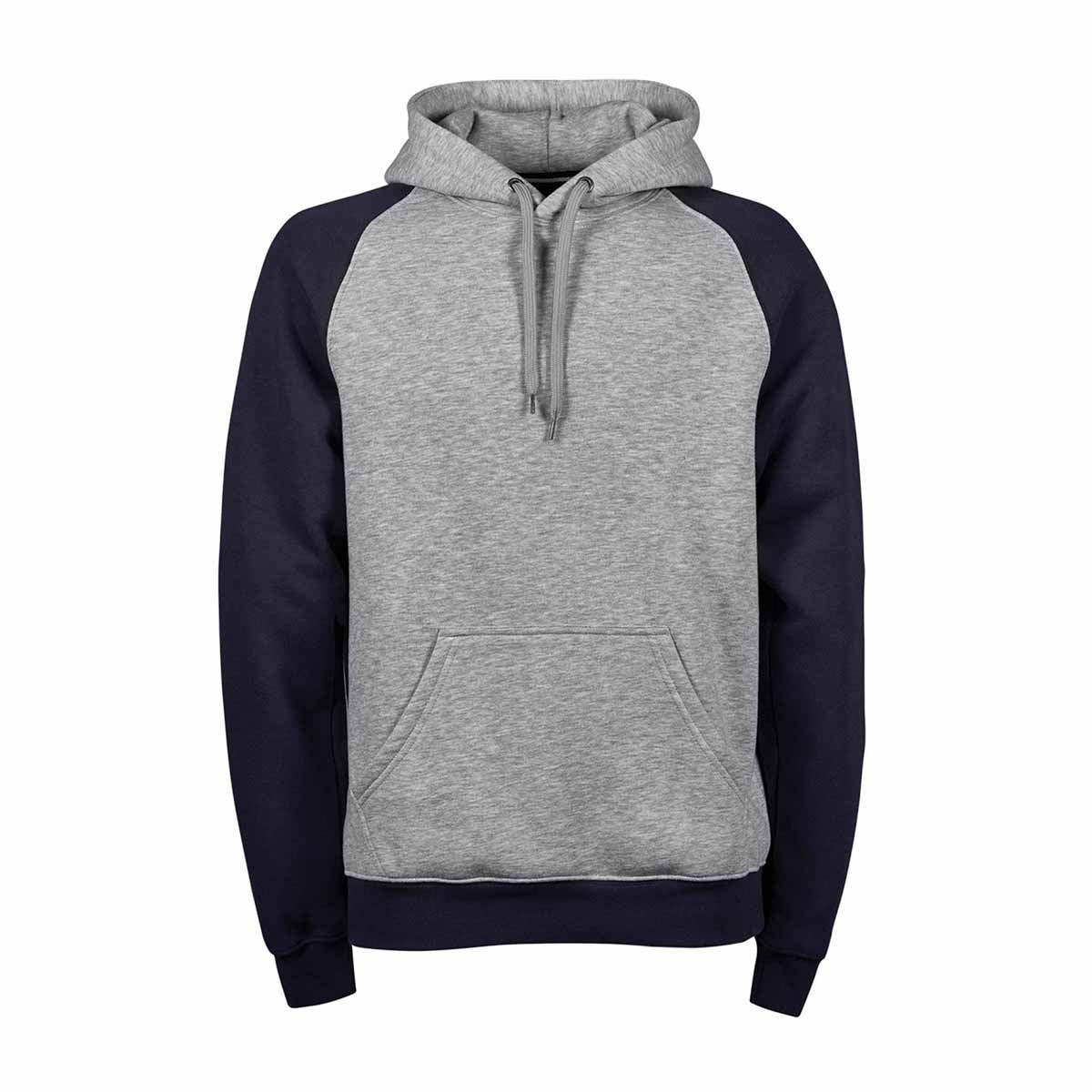 Heather Navy - Front - Tee Jays Mens Two-Tone Hooded Sweatshirt
