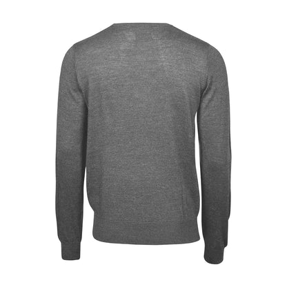 Grey Melange - Back - Tee Jays Mens Knitted Crew Neck Sweater