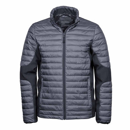 Space Grey-Black - Front - Teejays Mens Padded Full Zip Crossover Jacket