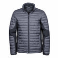 Space Grey-Black - Front - Teejays Mens Padded Full Zip Crossover Jacket