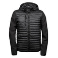 Black - Front - Teejays Mens Hooded Full Zip Crossover Jacket