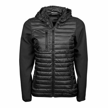 Black - Front - Teejays Womens-Ladies Hooded Crossover Jacket