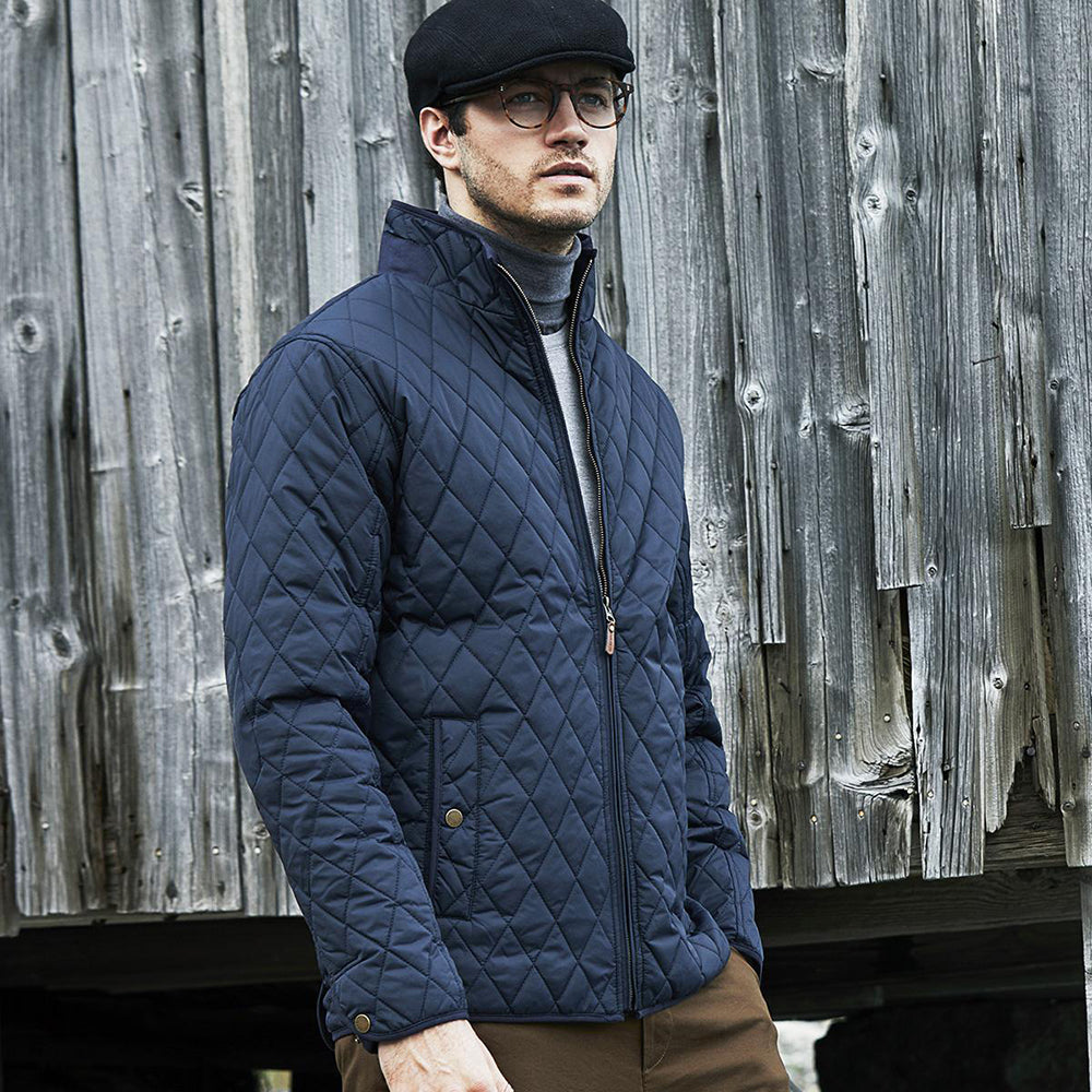 Deep Navy - Side - Tee Jays Mens Richmond Diamond Quilted Jacket