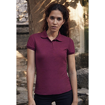 Burgundy - Side - Fruit Of The Loom Womens-Ladies Lady Fit Short-Sleeved Polo Shirt