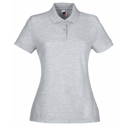 Heather Grey - Front - Fruit Of The Loom Womens-Ladies Lady Fit Short-Sleeved Polo Shirt
