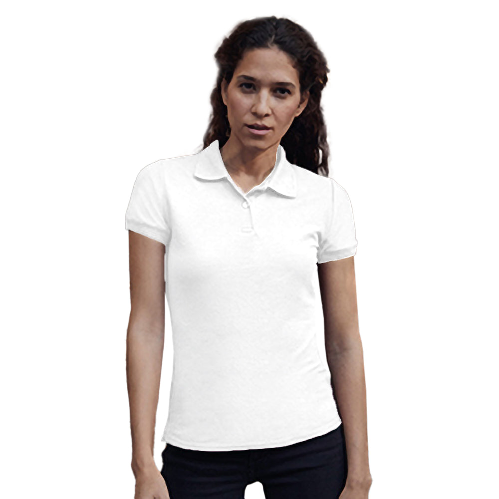 White - Back - Fruit Of The Loom Womens-Ladies Lady Fit Short-Sleeved Polo Shirt