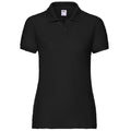 Black - Front - Fruit Of The Loom Womens Lady-Fit 65-35 Short Sleeve Polo Shirt