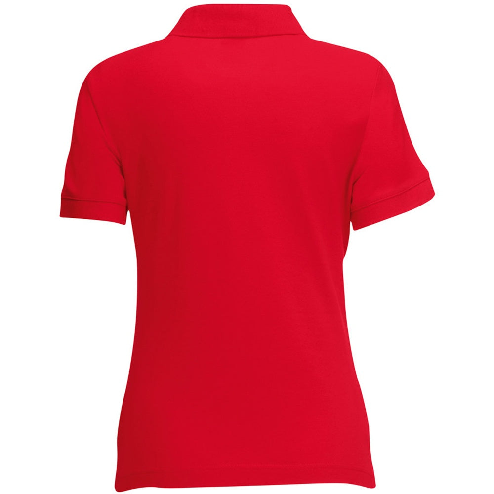 Red - Back - Fruit Of The Loom Womens-Ladies Lady Fit Short-Sleeved Polo Shirt