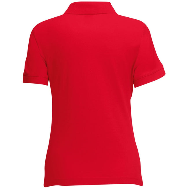 Red - Back - Fruit Of The Loom Womens-Ladies Lady Fit Short-Sleeved Polo Shirt