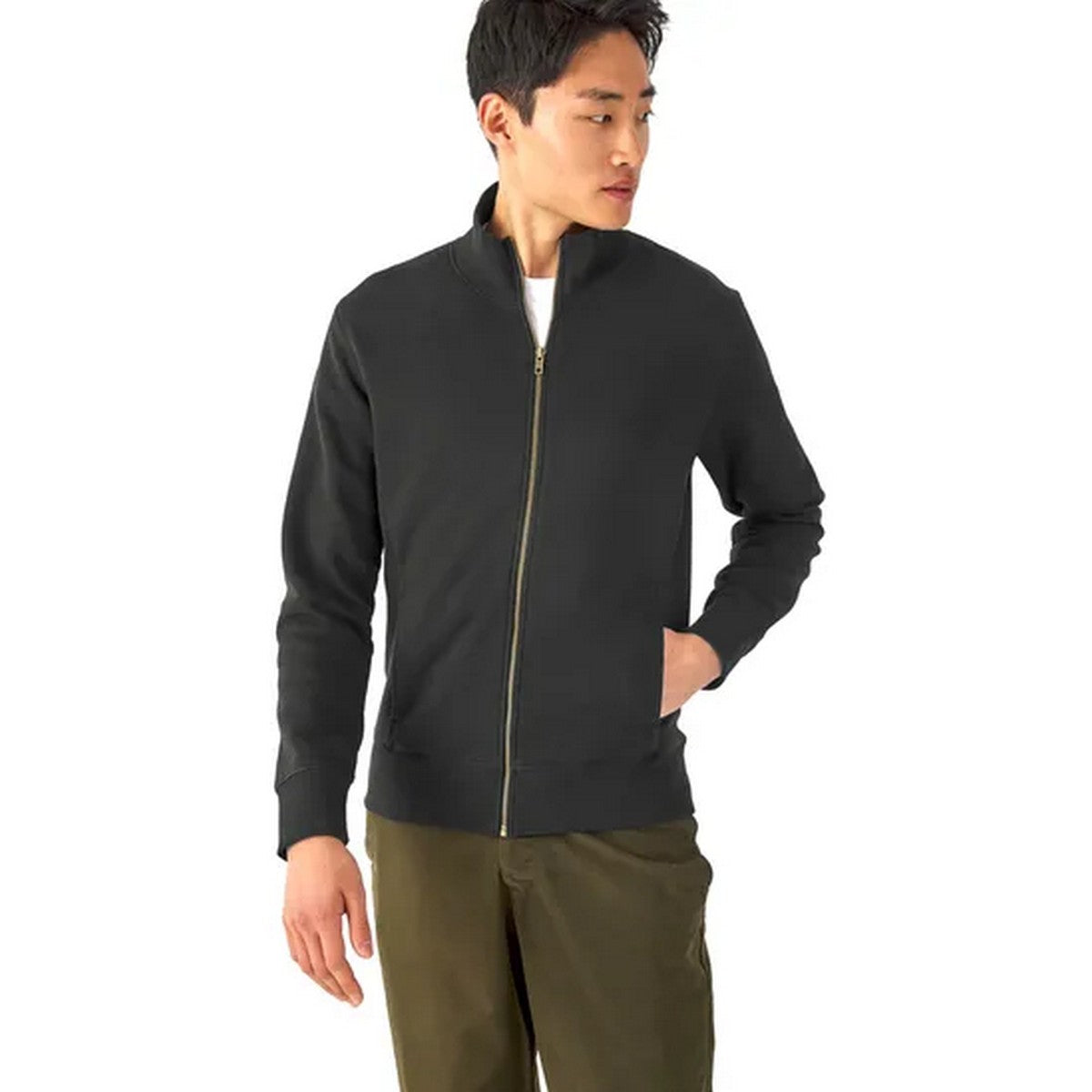 Black - Side - B&C Mens Spider Full Zip Sweatshirt