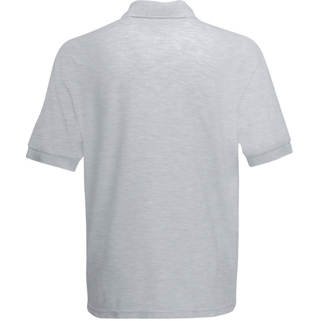 Heather Grey - Back - Fruit Of The Loom Mens 65-35 Pique Short Sleeve Polo Shirt