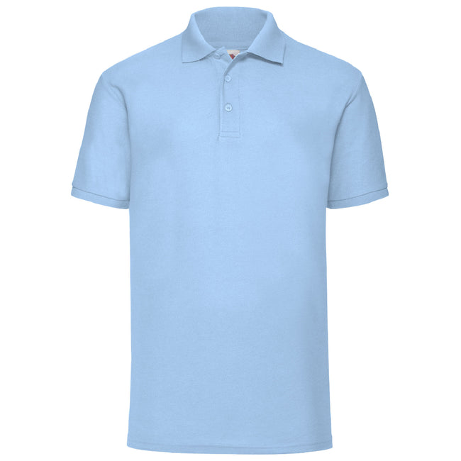 Sky Blue - Front - Fruit Of The Loom Mens 65-35 Pique Short Sleeve Polo Shirt