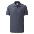 Heather Navy - Front - Fruit Of The Loom Mens 65-35 Pique Short Sleeve Polo Shirt