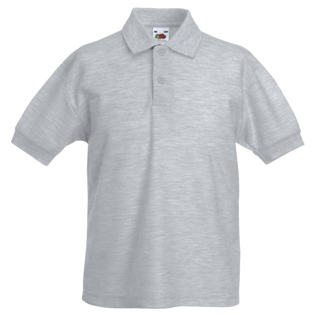 Heather Grey - Front - Fruit of the Loom Childrens-Kids Pique Short-Sleeved Polo Shirt
