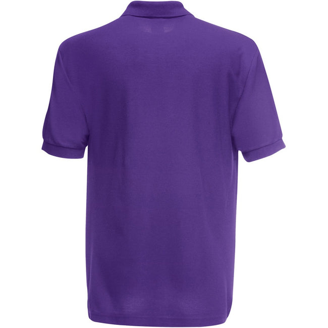 Purple - Back - Fruit of the Loom Childrens-Kids Pique Short-Sleeved Polo Shirt