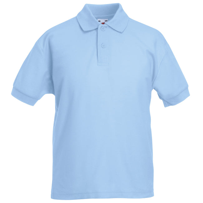 Sky Blue - Front - Fruit of the Loom Childrens-Kids Pique Short-Sleeved Polo Shirt