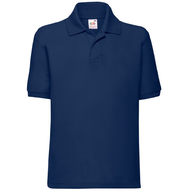 Navy - Front - Fruit of the Loom Childrens-Kids Pique Short-Sleeved Polo Shirt