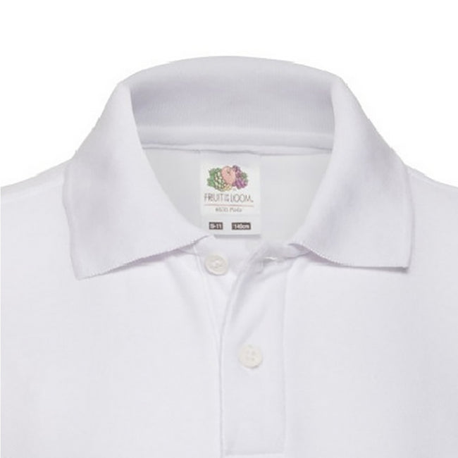 White - Side - Fruit of the Loom Childrens-Kids Pique Short-Sleeved Polo Shirt