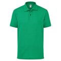 Heather Green - Front - Fruit Of The Loom Childrens-Kids Unisex 65-35 Pique Polo Shirt