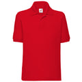 Red - Front - Fruit Of The Loom Childrens-Kids Unisex 65-35 Pique Polo Shirt