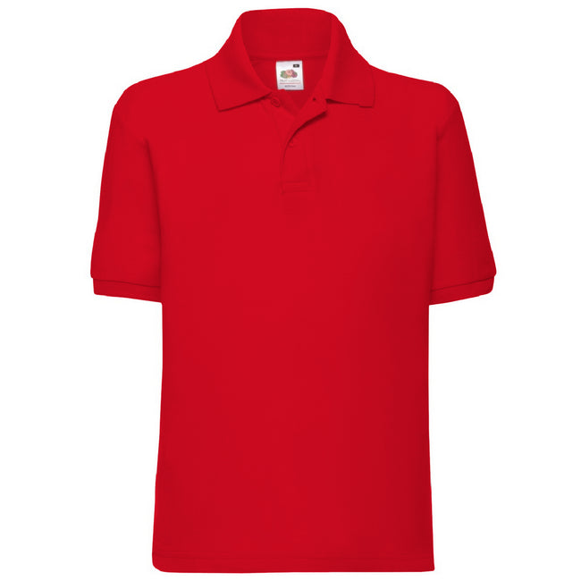 Red - Front - Fruit of the Loom Childrens-Kids Pique Short-Sleeved Polo Shirt