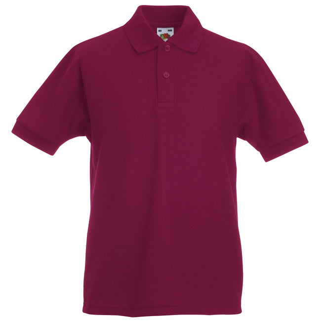 Burgundy - Front - Fruit of the Loom Childrens-Kids Pique Short-Sleeved Polo Shirt