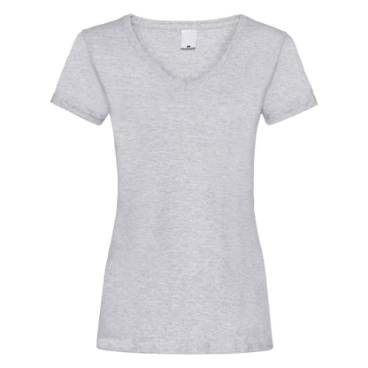 Grey Marl - Front - Womens-Ladies Value Fitted V-Neck Short Sleeve Casual T-Shirt