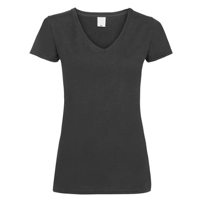Pitch Black - Front - Womens-Ladies Value Fitted V-Neck Short Sleeve Casual T-Shirt