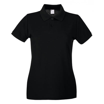 Jet Black - Front - Fruit Of The Loom Womens-Ladies Lady Fit Short-Sleeved Polo Shirt