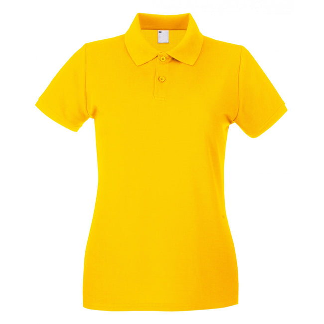 Gold - Front - Fruit of the Loom Womens-Ladies Lady Fit Short-Sleeved Polo Shirt