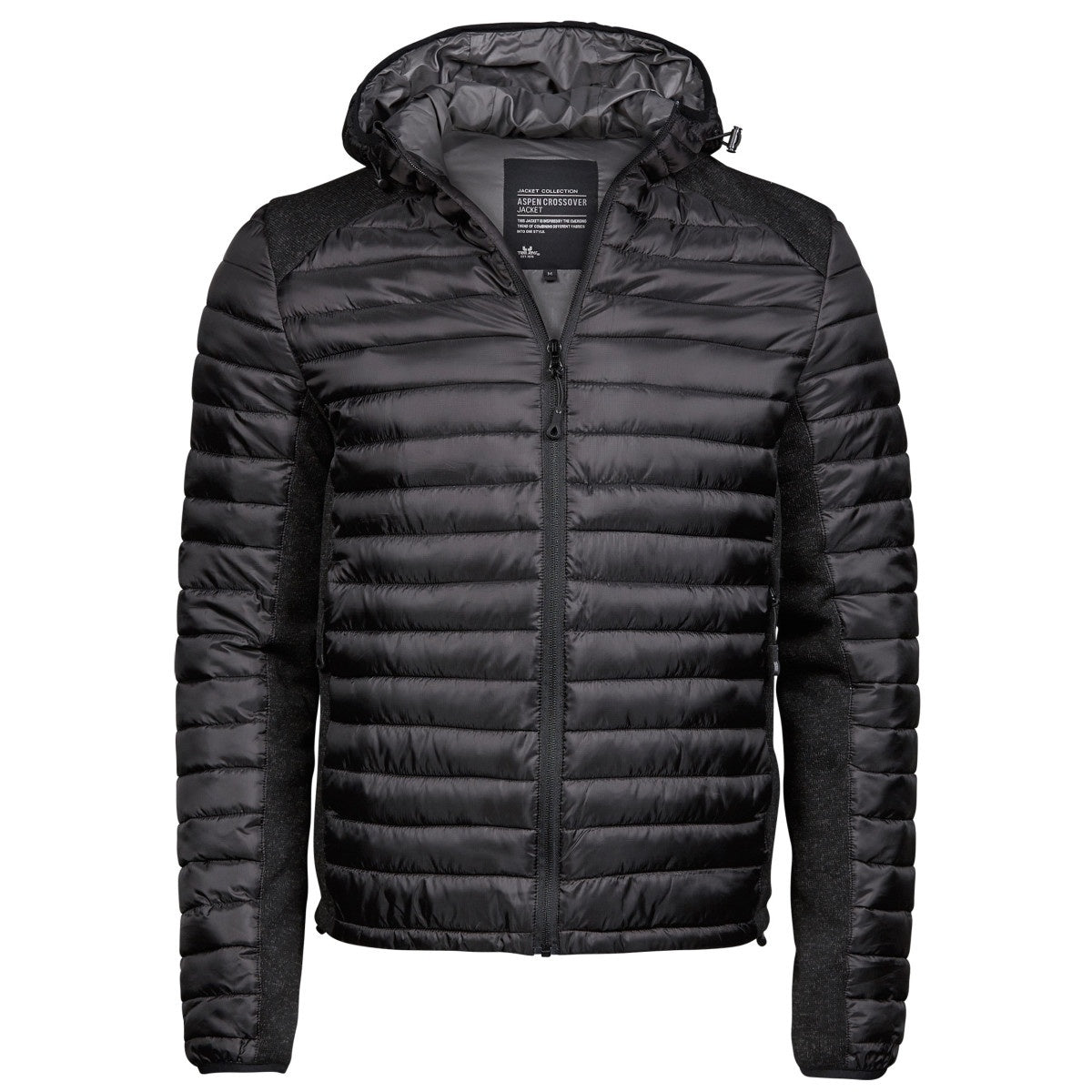 Jet Black-Black Melange - Front - Tee Jays Mens Aspen Crossover Jacket