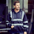 Navy Blue - Back - Yoko Mens Hi Vis Reflective Hoodie