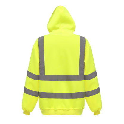 Yellow - Back - Yoko Mens Hi Vis Reflective Hoodie