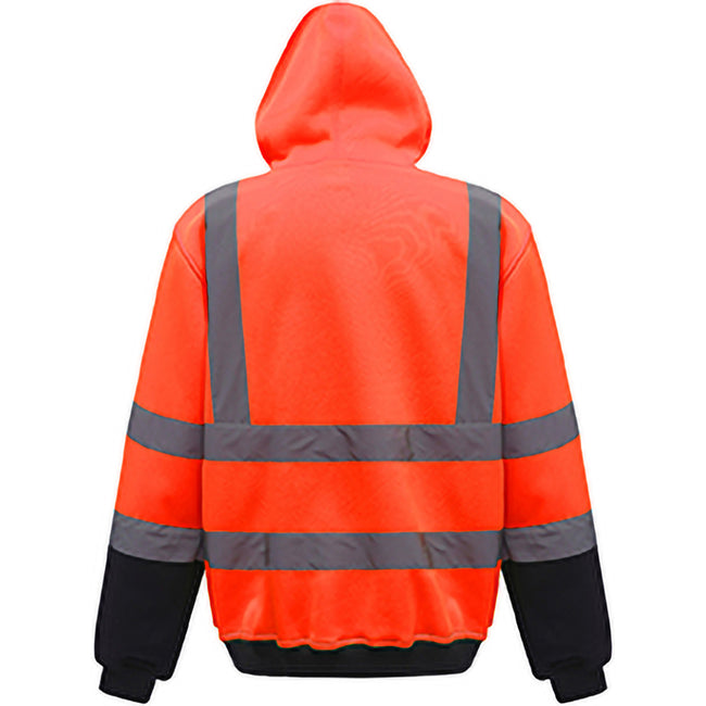 Hi Visibility Orange-Admiral Navy - Back - Yoko Mens Hi Vis Reflective Hoodie