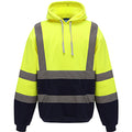 Hi Visibility Yellow-Admiral Navy - Front - Yoko Mens Hi Vis Reflective Hoodie