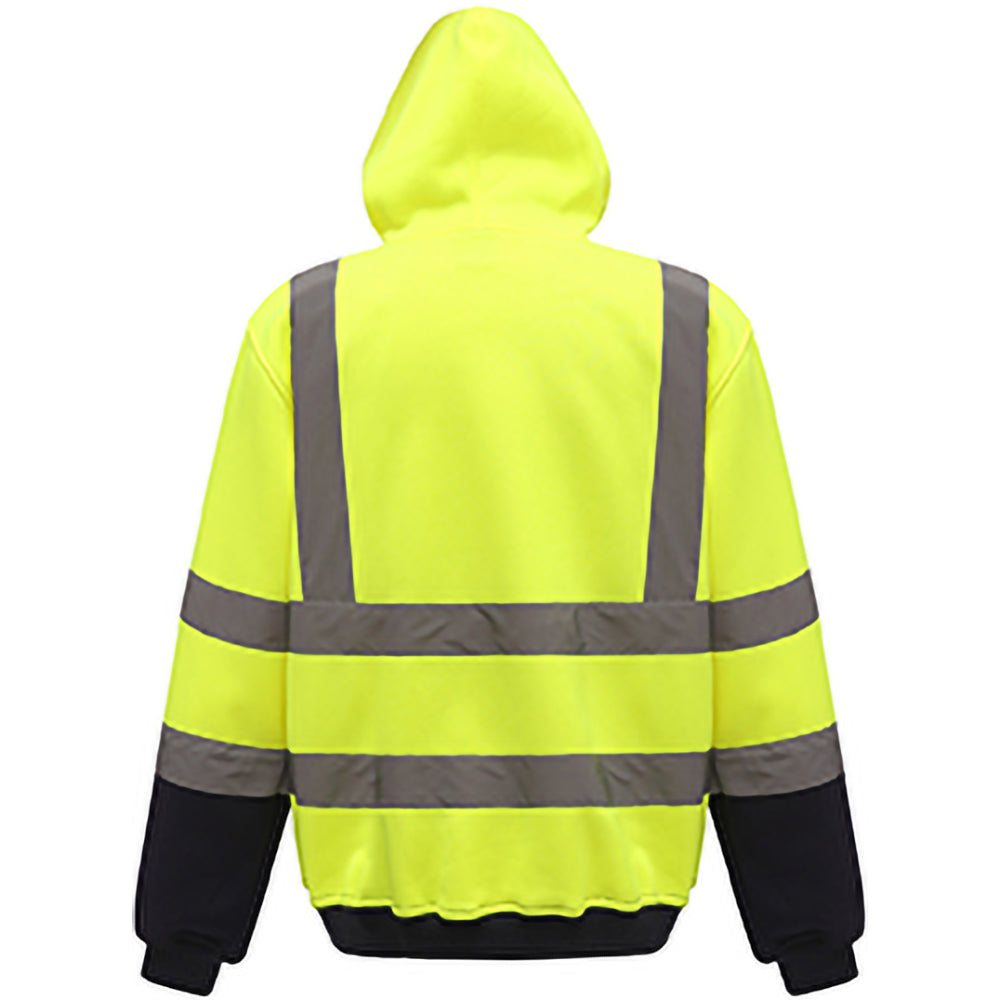 Hi Visibility Yellow-Admiral Navy - Back - Yoko Mens Hi Vis Reflective Hoodie