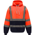 Hi Visibility Orange-Admiral Navy - Front - Yoko Mens Hi Vis Reflective Hoodie