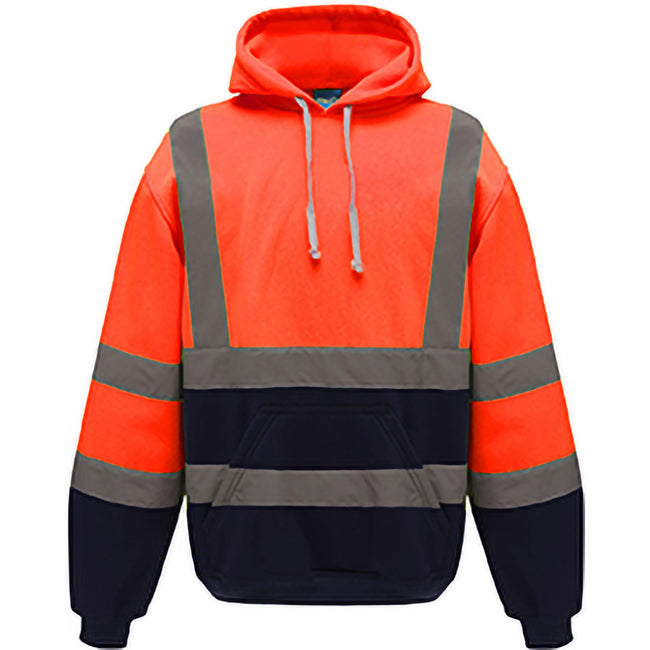 Hi Visibility Orange-Admiral Navy - Front - Yoko Mens Hi Vis Reflective Hoodie