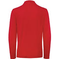 Crimson - Back - B&C ID.001 Mens Long Sleeve Polo