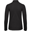 Jet Black - Back - B&C ID.001 Womens-Ladies Long Sleeve Polo