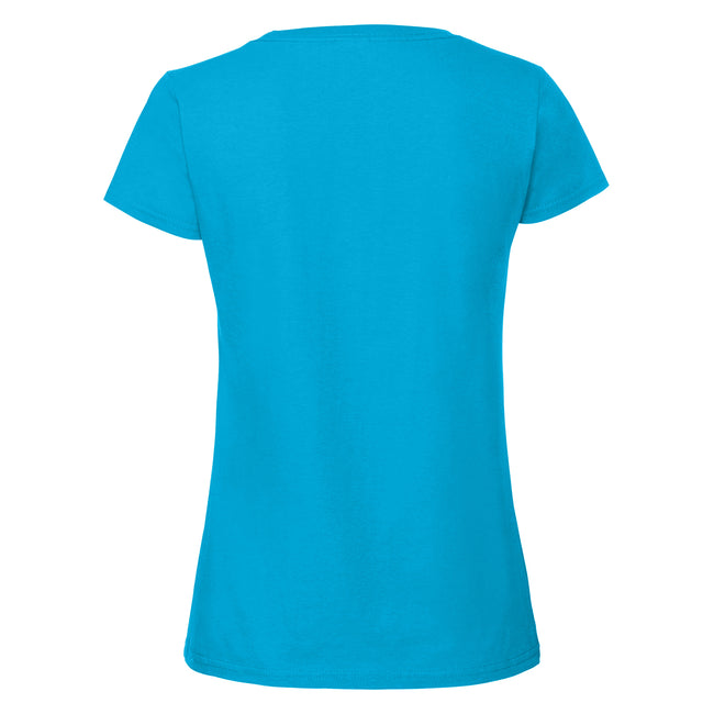 Azure Blue - Back - Fruit Of The Loom Womens-Ladies Ringspun Premium T-Shirt