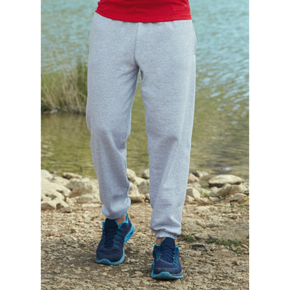 Heather Grey - Back - Fruit Of The Loom Mens Elasticated Cuff Jog Pants - Jogging Bottoms