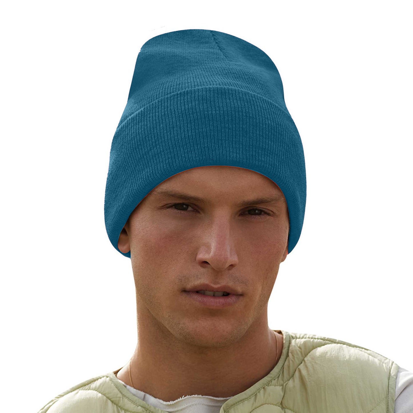 Petrol - Side - Beechfield Unisex Adults Original Cuffed Beanie