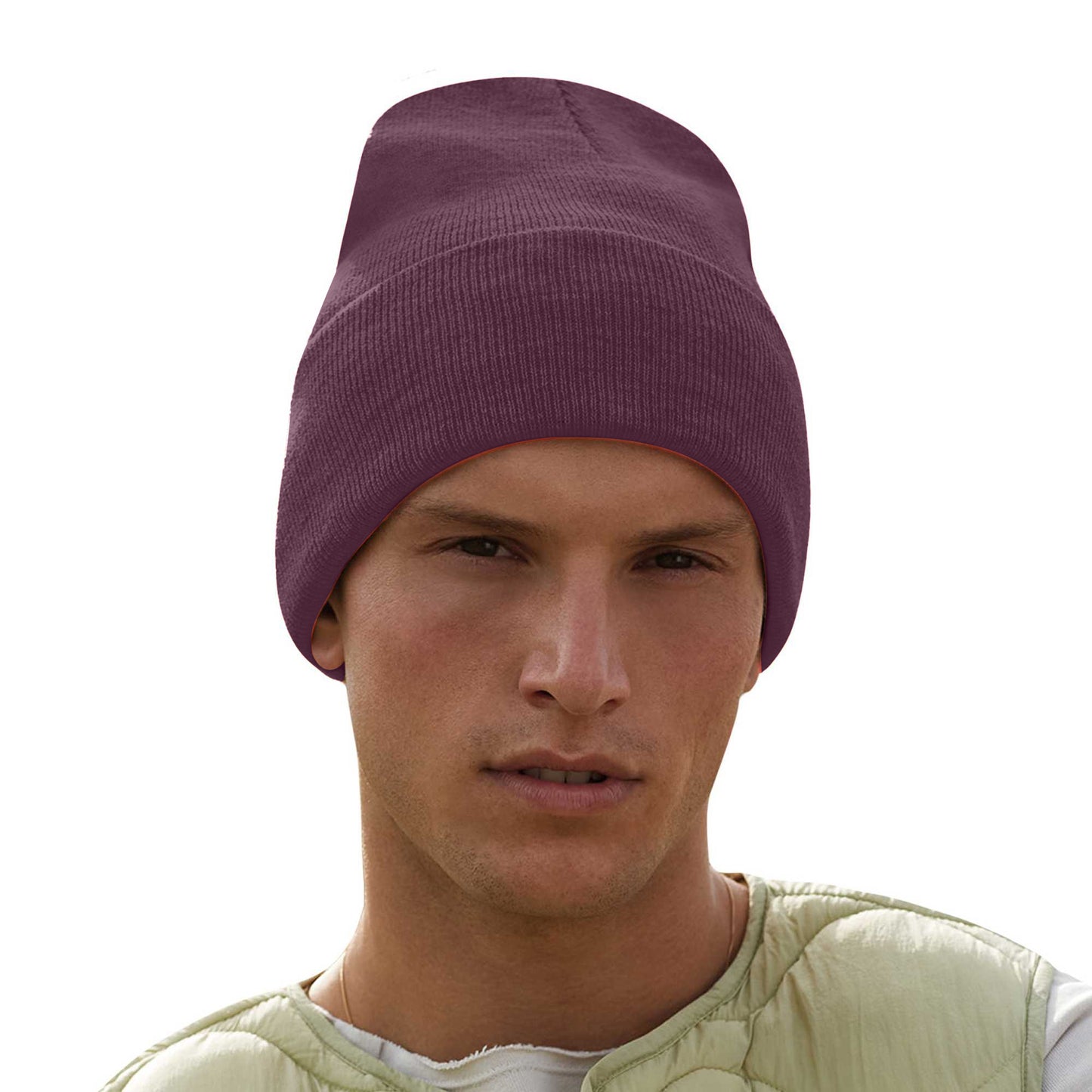 Plum - Side - Beechfield Unisex Adults Original Cuffed Beanie