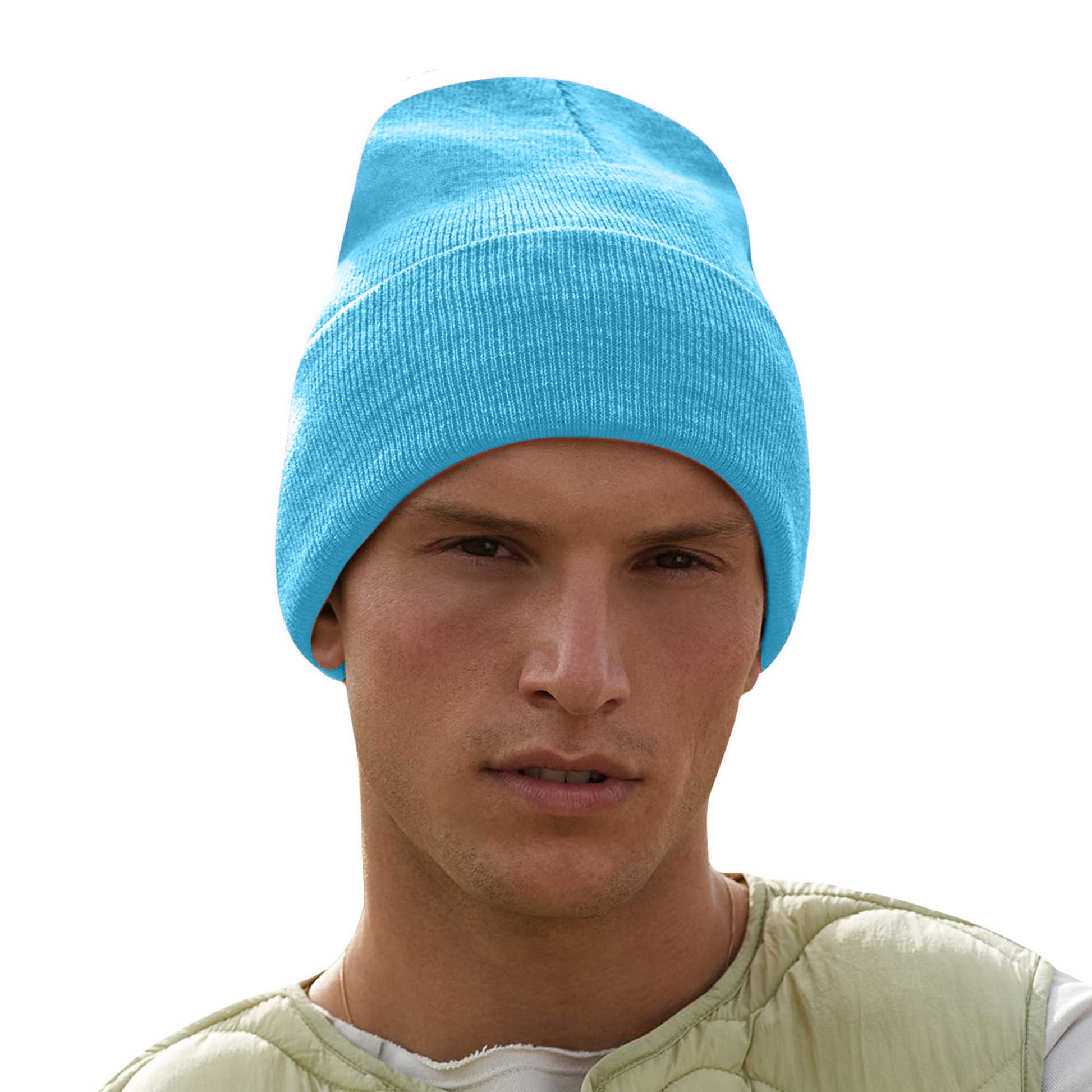 Surf Blue - Side - Beechfield Unisex Adults Original Cuffed Beanie